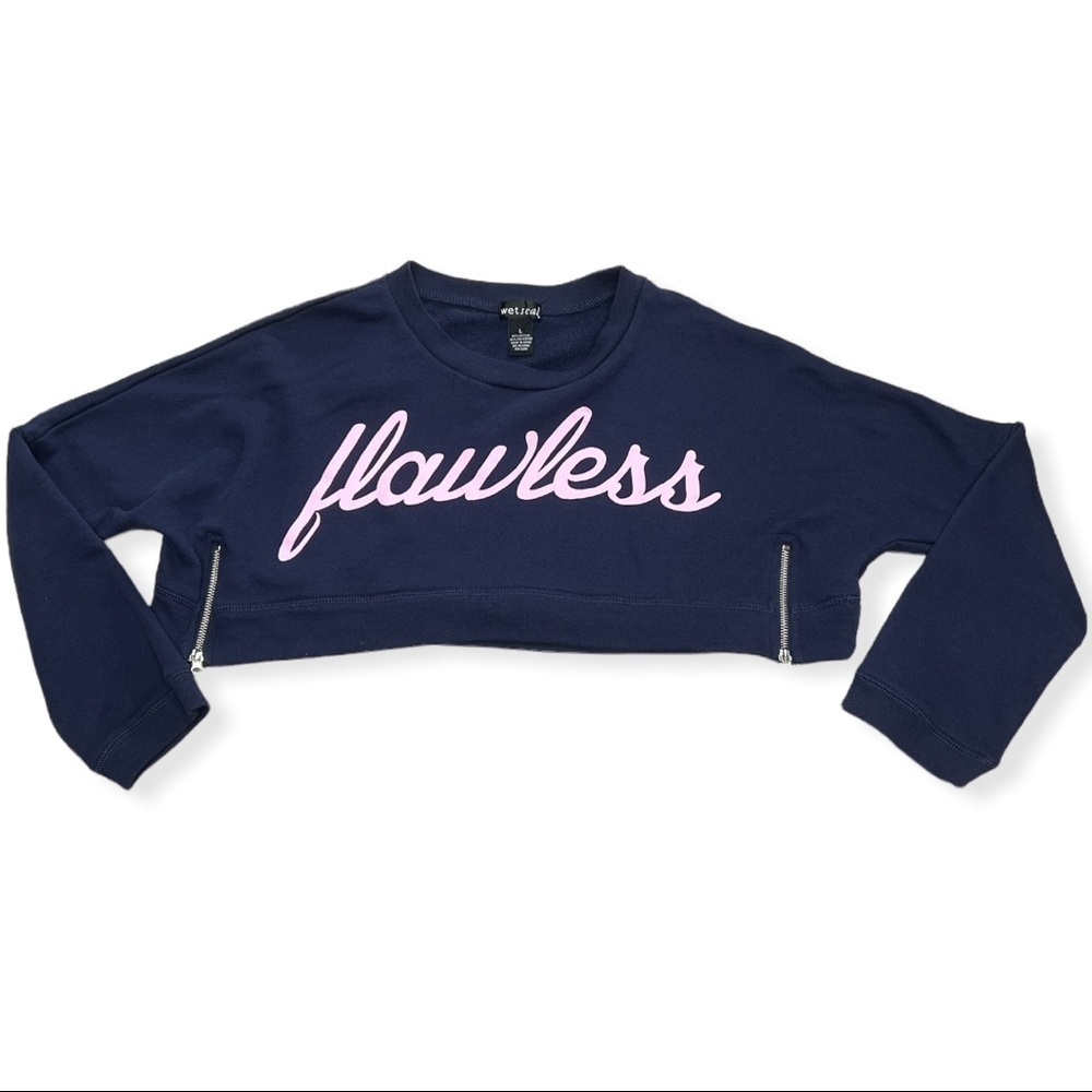Wet Seal Cropped Sweat Shirt “Flawless” Size L